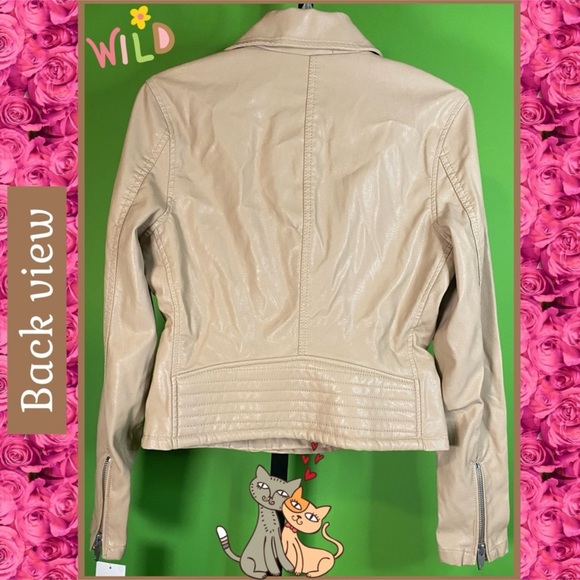 MSRP $98.99 S PLEATHER FAUX LEATHER JACKET IN NUDE COLOR BLANK NYC - Picture 3 of 14